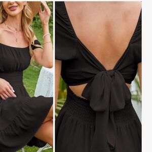 Exlura Black Puff Sleeve Square Neck Mini Dress excellent condition